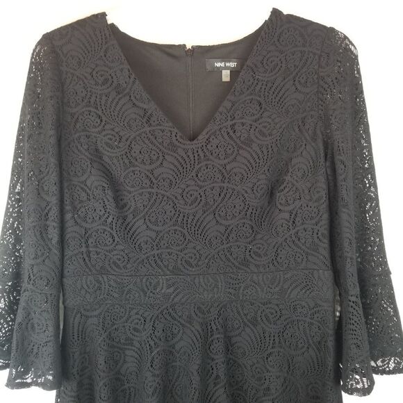 NWT. NINE WEST BLACK LACEY DRESS. SIZE 12 - Picture 5 of 16